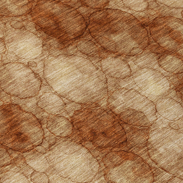 HomeRoots 8' Round Abstract Washable Area Rug in Rust & Orange - Stylish Indoor/Outdoor Décor for Any Space 691502