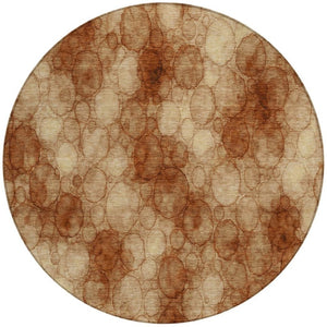 HomeRoots 8' Round Abstract Washable Area Rug in Rust & Orange - Stylish Indoor/Outdoor Décor for Any Space 691502