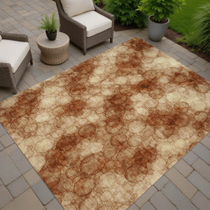 HomeRoots 9' X 12' Stylish Rust and Orange Abstract Washable Area Rug for Indoor and Outdoor Spaces 691504