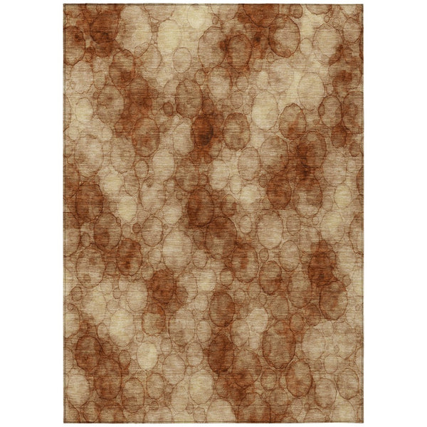 HomeRoots 10' X 14' Rust & Orange Abstract Washable Area Rug – Durable, Stylish, Ideal for Indoor/Outdoor Use! 691505