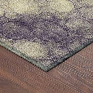 HomeRoots 8' Modern Plum and Wheat Round Abstract Washable Rug - Perfect for Indoor and Outdoor Spaces! 691508