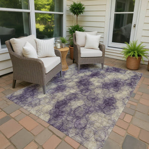 HomeRoots 9' X 12' Stylish Plum & Wheat Abstract Rug - Washable, Durable for Indoor/Outdoor Spaces, Easy Care 691510