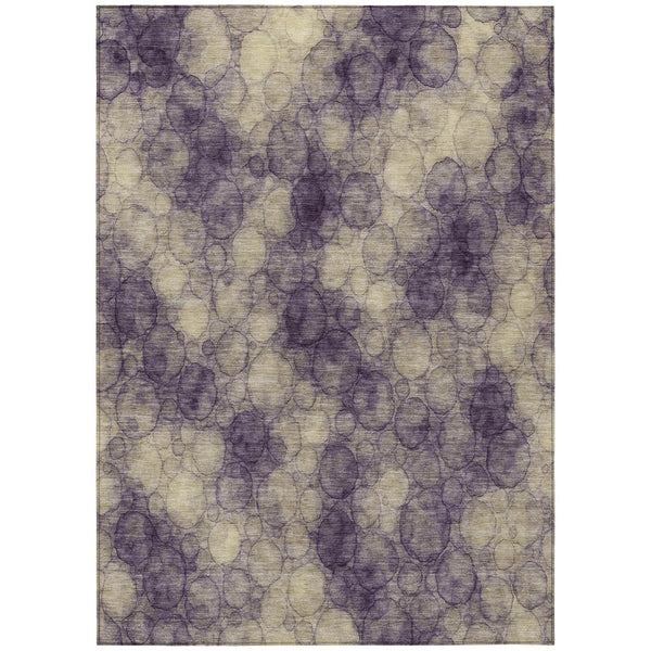 HomeRoots 9' X 12' Stylish Plum & Wheat Abstract Rug - Washable, Durable for Indoor/Outdoor Spaces, Easy Care 691510