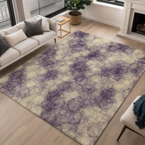 HomeRoots 9' X 12' Stylish Plum & Wheat Abstract Rug - Washable, Durable for Indoor/Outdoor Spaces, Easy Care 691510