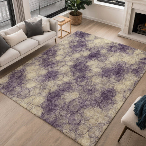 HomeRoots 9' X 12' Stylish Plum & Wheat Abstract Rug - Washable, Durable for Indoor/Outdoor Spaces, Easy Care 691510