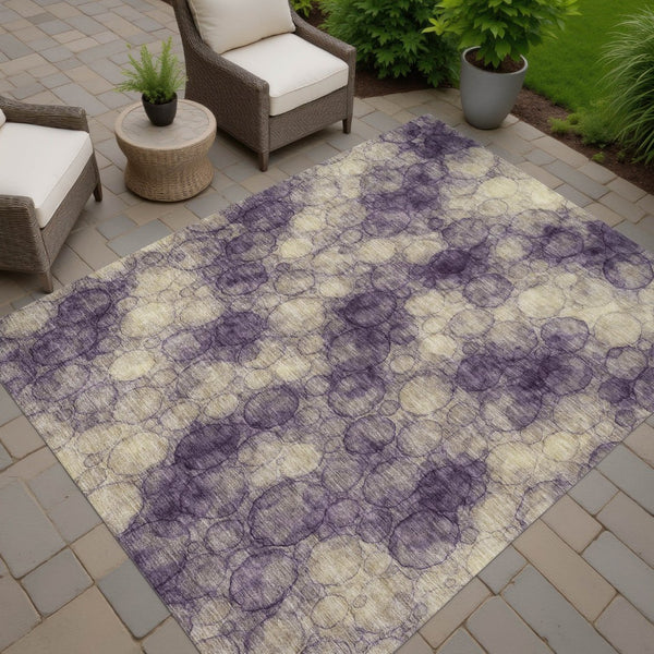 HomeRoots 9' X 12' Stylish Plum & Wheat Abstract Rug - Washable, Durable for Indoor/Outdoor Spaces, Easy Care 691510