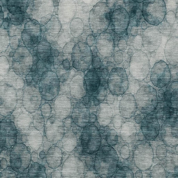 HomeRoots 5' Turquoise and Ivory Abstract Rug - Washable, Durable Indoor/Outdoor Area Rug for High-Traffic Spaces 691513