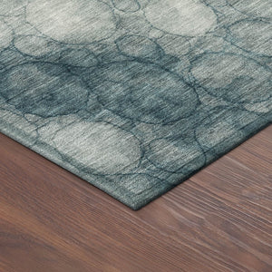 HomeRoots 8' Vibrant Turquoise and Ivory Round Abstract Area Rug - Washable, Durable for Indoor & Outdoor Use 691514