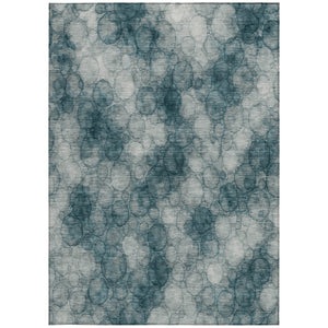 HomeRoots 9' X 12' Turquoise and Ivory Abstract Area Rug - Washable, Durable, Stylish for Indoor/Outdoor Spaces 691516