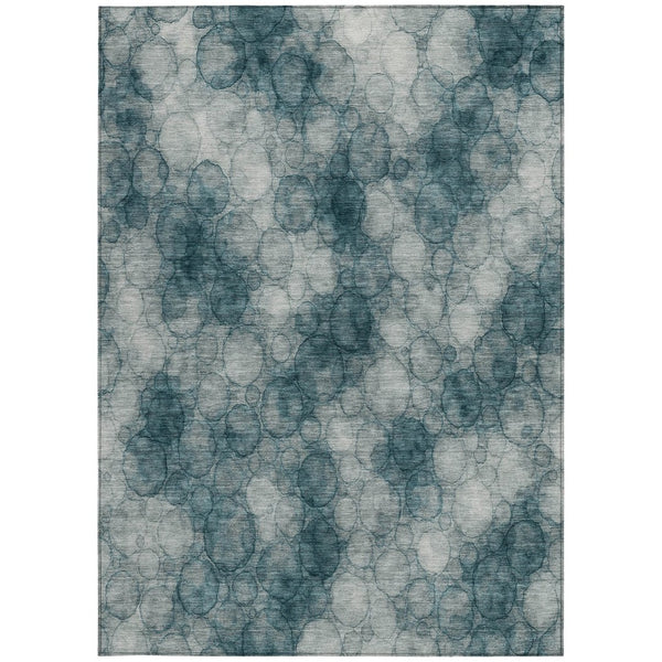 HomeRoots 9' X 12' Turquoise and Ivory Abstract Area Rug - Washable, Durable, Stylish for Indoor/Outdoor Spaces 691516