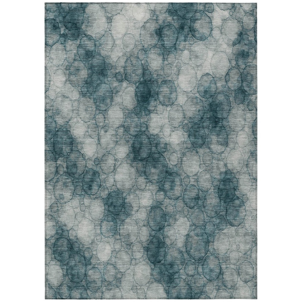 HomeRoots 9' X 12' Turquoise and Ivory Abstract Area Rug - Washable, Durable, Stylish for Indoor/Outdoor Spaces 691516