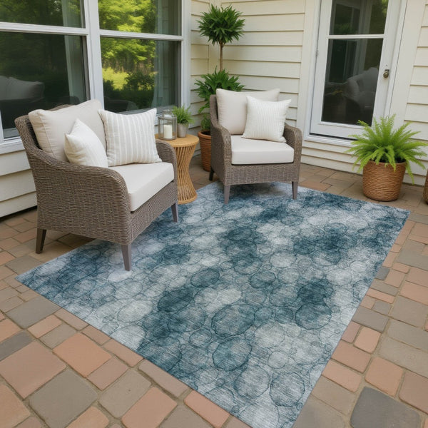 HomeRoots 10' Turquoise and Ivory Abstract Area Rug - Stylish, Washable, Indoor/Outdoor Design for Any Space 691517