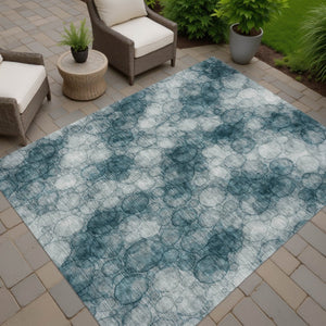 HomeRoots 10' Turquoise and Ivory Abstract Area Rug - Stylish, Washable, Indoor/Outdoor Design for Any Space 691517