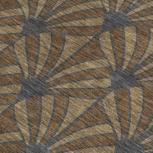 HomeRoots 5' Washable Indoor Outdoor Area Rug in Chocolate Gray & Beige with Seashell Design – Durable & Easy-Care 691525