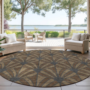 HomeRoots 8' Round Coastal Seashell Area Rug - Durable, Washable, Stylish for Indoor & Outdoor Use, 8ft Design 691526