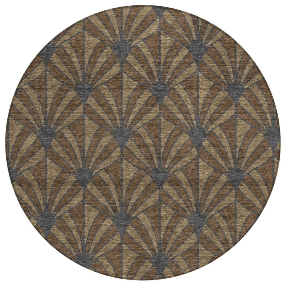 HomeRoots 8' Round Coastal Seashell Area Rug - Durable, Washable, Stylish for Indoor & Outdoor Use, 8ft Design 691526