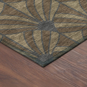 HomeRoots 8' Round Coastal Seashell Area Rug - Durable, Washable, Stylish for Indoor & Outdoor Use, 8ft Design 691526