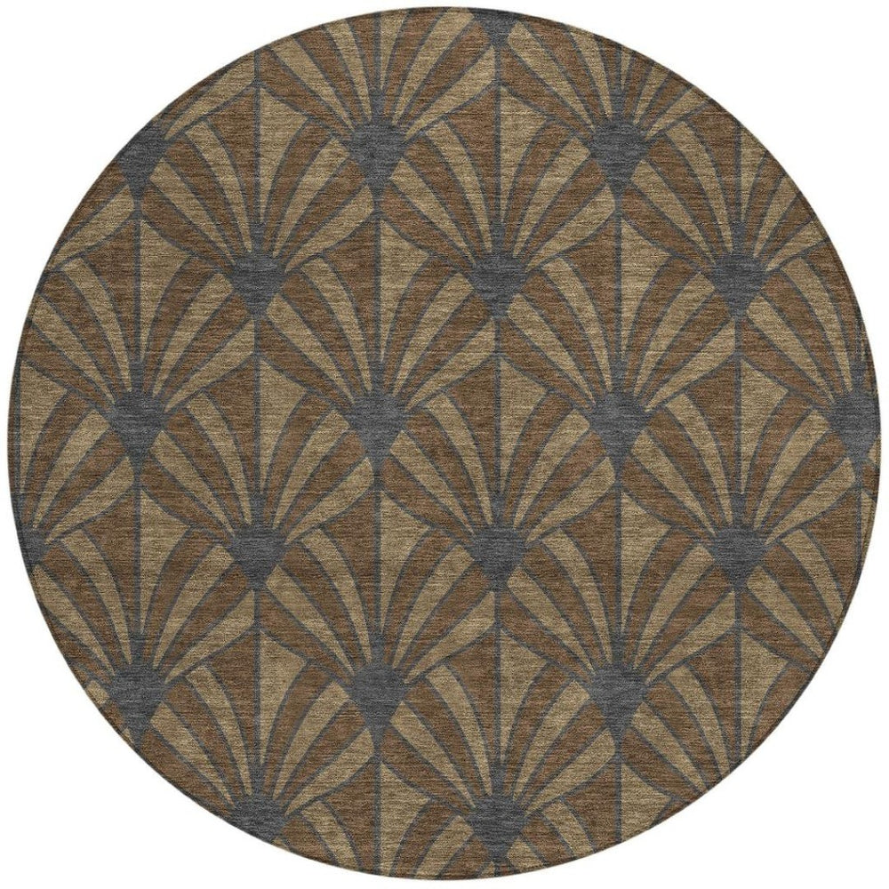 HomeRoots 8' Round Coastal Seashell Area Rug - Durable, Washable, Stylish for Indoor & Outdoor Use, 8ft Design 691526