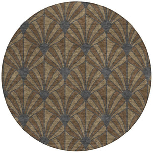 HomeRoots 8' Round Coastal Seashell Area Rug - Durable, Washable, Stylish for Indoor & Outdoor Use, 8ft Design 691526