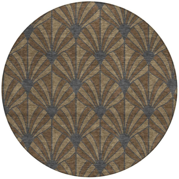 HomeRoots 8' Round Coastal Seashell Area Rug - Durable, Washable, Stylish for Indoor & Outdoor Use, 8ft Design 691526