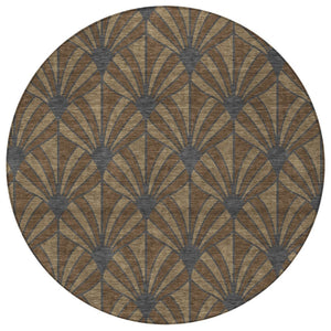 HomeRoots 8' Round Coastal Seashell Area Rug - Durable, Washable, Stylish for Indoor & Outdoor Use, 8ft Design 691526