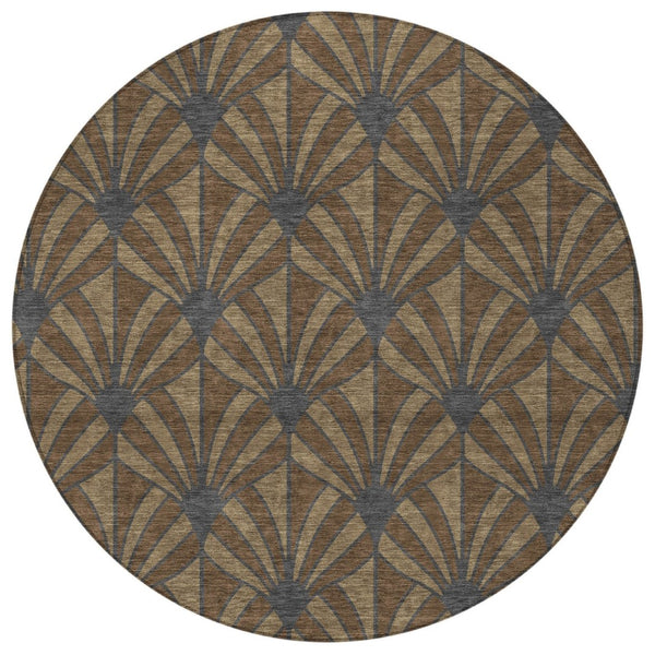 HomeRoots 8' Round Coastal Seashell Area Rug - Durable, Washable, Stylish for Indoor & Outdoor Use, 8ft Design 691526