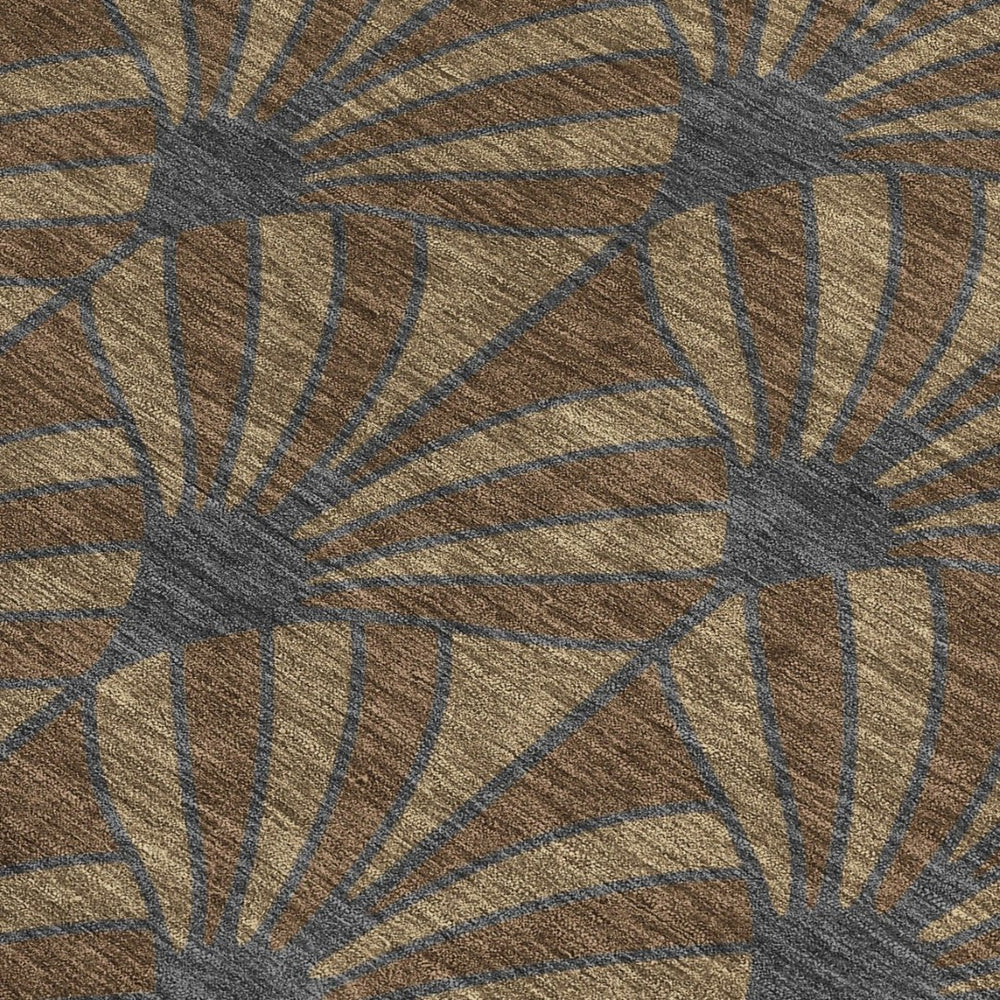 HomeRoots 10' Chocolate Gray & Beige Seashell Washable Area Rug - Durable Indoor/Outdoor Style for High-Traffic Areas 691529