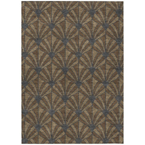 HomeRoots 10' Chocolate Gray & Beige Seashell Washable Area Rug - Durable Indoor/Outdoor Style for High-Traffic Areas 691529