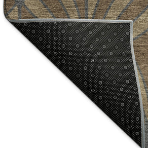 HomeRoots 10' Chocolate Gray & Beige Seashell Washable Area Rug - Durable Indoor/Outdoor Style for High-Traffic Areas 691529
