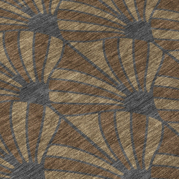 HomeRoots 10' Chocolate Gray & Beige Seashell Washable Area Rug - Durable Indoor/Outdoor Style for High-Traffic Areas 691529