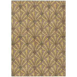 HomeRoots 8' Gold & Brown Seashell Area Rug - Washable, Durable, Indoor/Outdoor, Perfect for Coastal Decor! 691533