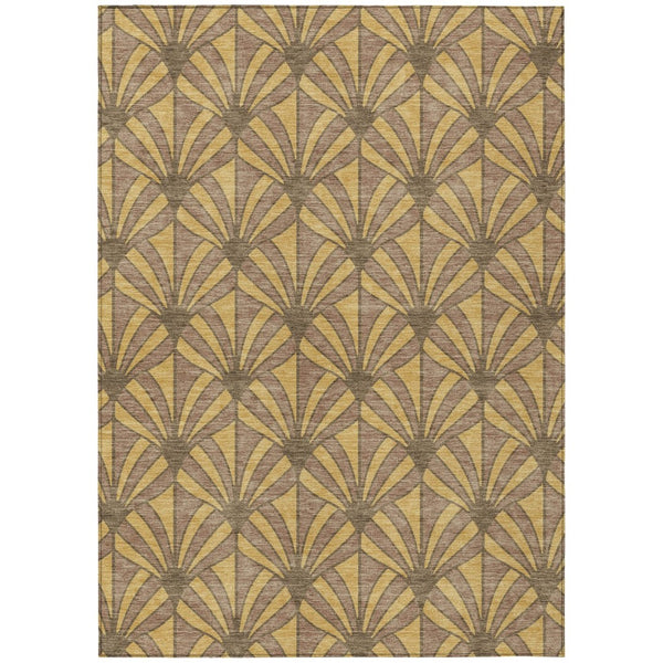 HomeRoots 8' Gold & Brown Seashell Area Rug - Washable, Durable, Indoor/Outdoor, Perfect for Coastal Decor! 691533