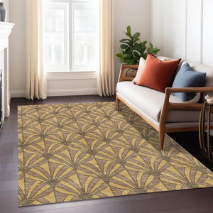 HomeRoots 8' Gold & Brown Seashell Area Rug - Washable, Durable, Indoor/Outdoor, Perfect for Coastal Decor! 691533
