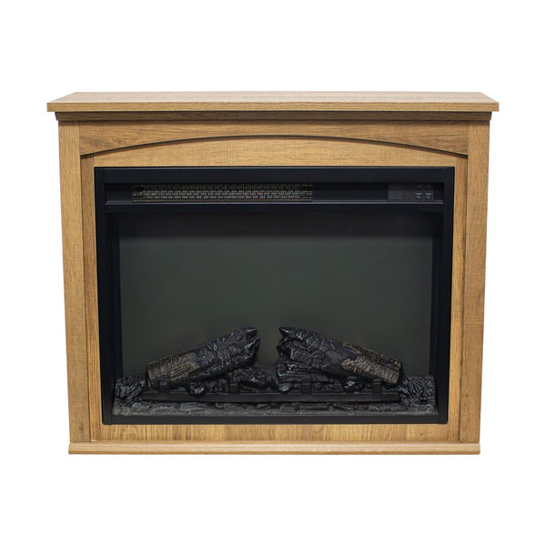 English Elm 26 Inch Slim Electric Fireplace Insert with Log Set Realistic Flame and Remote Timer W1769P345278