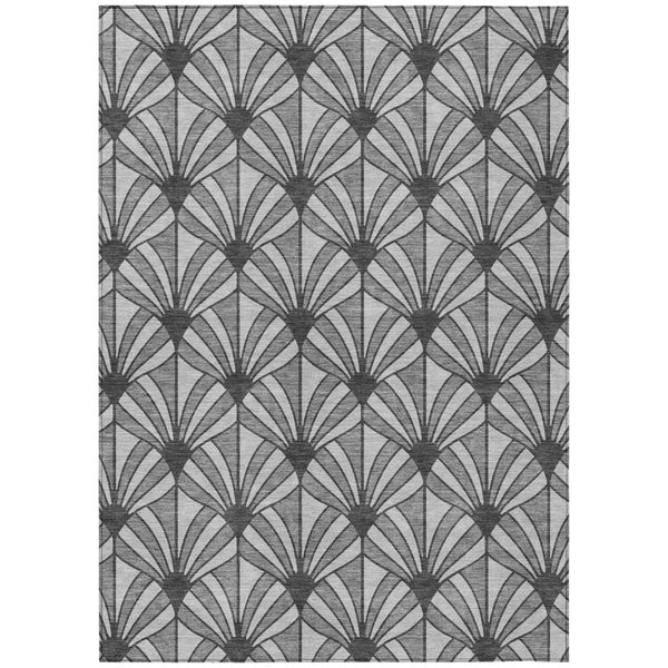HomeRoots 10' Coastal Seashell Washable Area Rug in Gray & Charcoal - Durable Indoor/Outdoor Decor Solution 691541