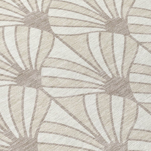 HomeRoots 8' Coastal Seashell Pattern Washable Area Rug in Ivory & Taupe - Durable Indoor/Outdoor Charm 691544