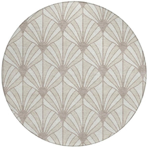 HomeRoots 8' Coastal Seashell Pattern Washable Area Rug in Ivory & Taupe - Durable Indoor/Outdoor Charm 691544