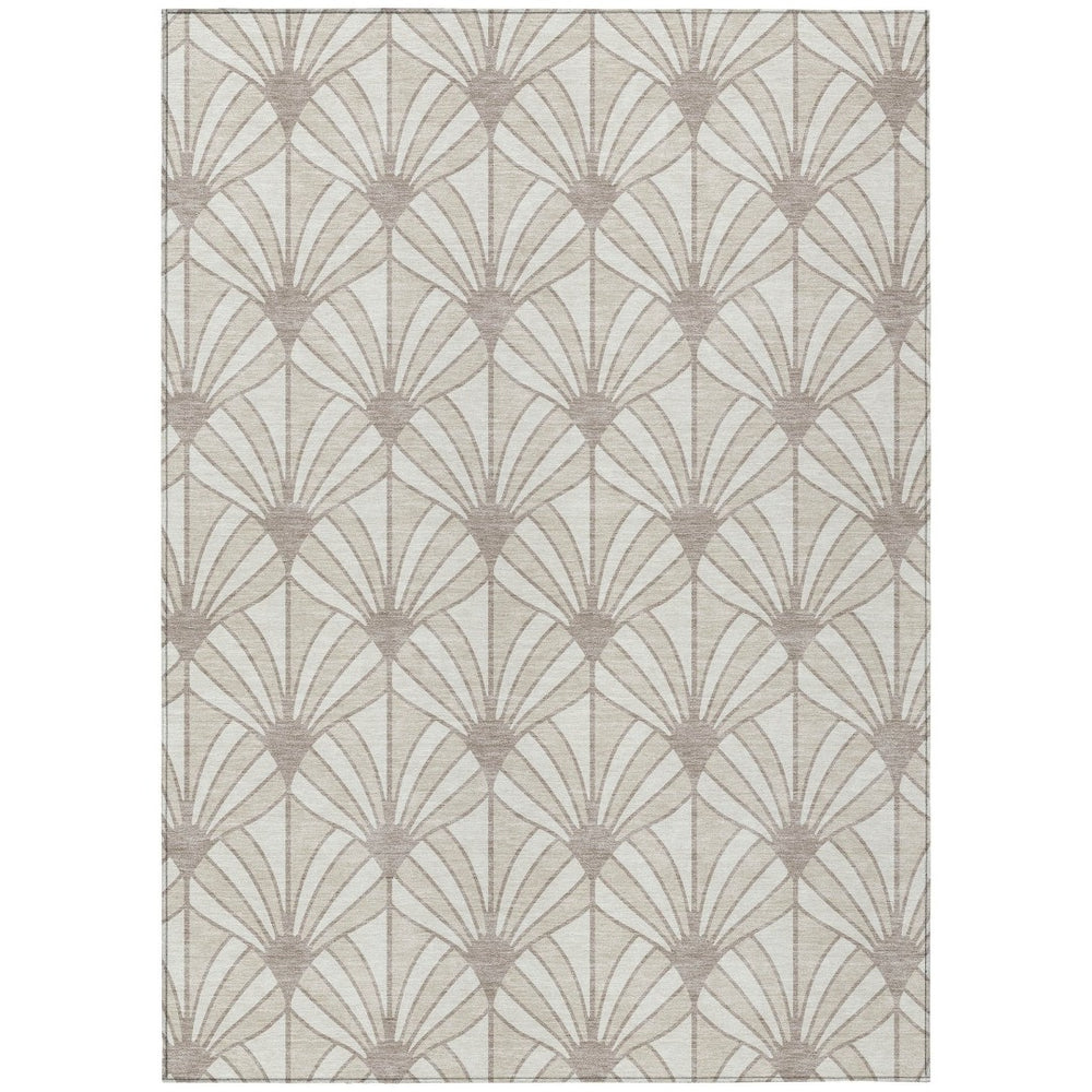 HomeRoots 9' X 12' Versatile Ivory Beige Seashell Area Rug - Washable, Durable, Indoor/Outdoor Charm for Every Space 691546