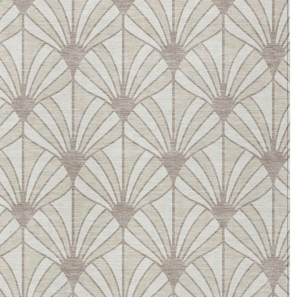 HomeRoots 10' Coastal-Inspired Ivory, Beige & Taupe Seashell Washable Area Rug for Indoor & Outdoor Elegance 691547