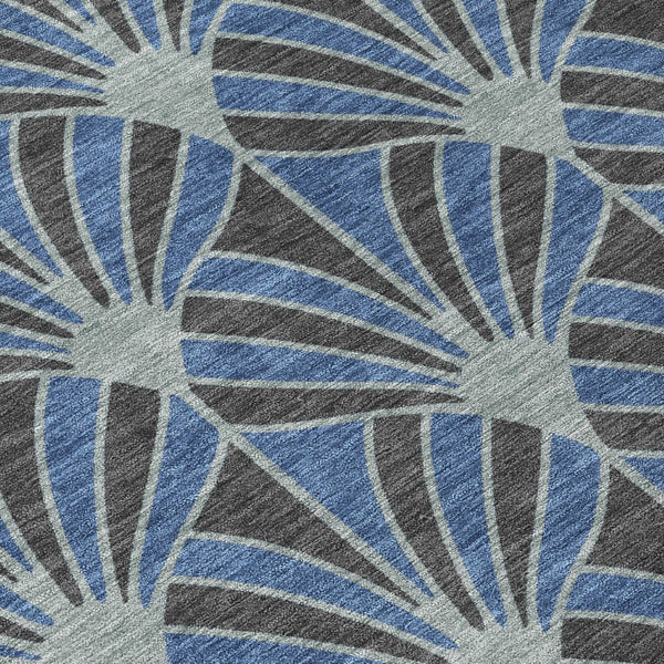 HomeRoots 9' X 12' Navy Blue Seashell Area Rug - Durable, Washable Indoor/Outdoor Design for Any Space! 691552