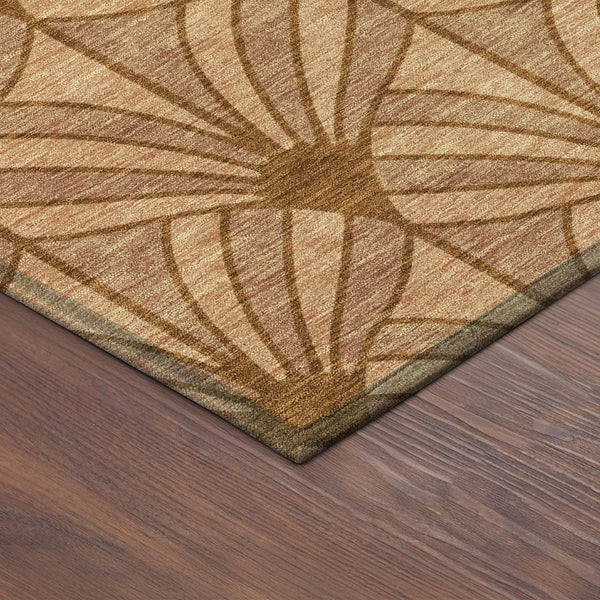 HomeRoots 8' Coastal Seashell Round Area Rug in Rust, Beige & Orange - Washable, Durable for Indoor & Outdoor Use 691556