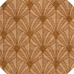 HomeRoots 8' Coastal Seashell Round Area Rug in Rust, Beige & Orange - Washable, Durable for Indoor & Outdoor Use 691556