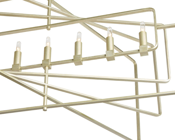 Sunpan RAIDEN Chandelier - Modern Geometric Design in Champagne Gold for Dining Rooms & Entryways Lighting 107937