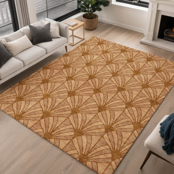 HomeRoots 9' X 12' Seashell Washable Area Rug - Coastal Charm for Indoor/Outdoor Spaces, Easy Care & Durable Design 691558