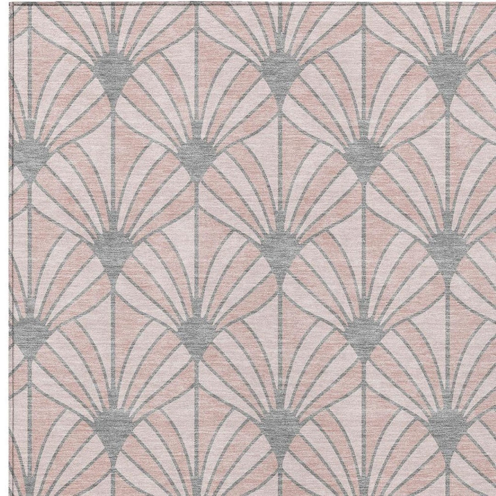 HomeRoots 5' X 8' Coastal Seashell Washable Area Rug in Pink & Coral - Perfect for Indoor & Outdoor Spaces! 691561