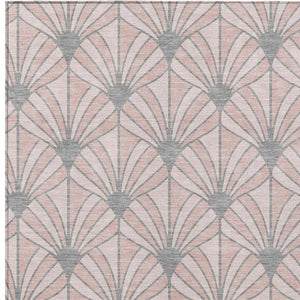 HomeRoots 5' X 8' Coastal Seashell Washable Area Rug in Pink & Coral - Perfect for Indoor & Outdoor Spaces! 691561