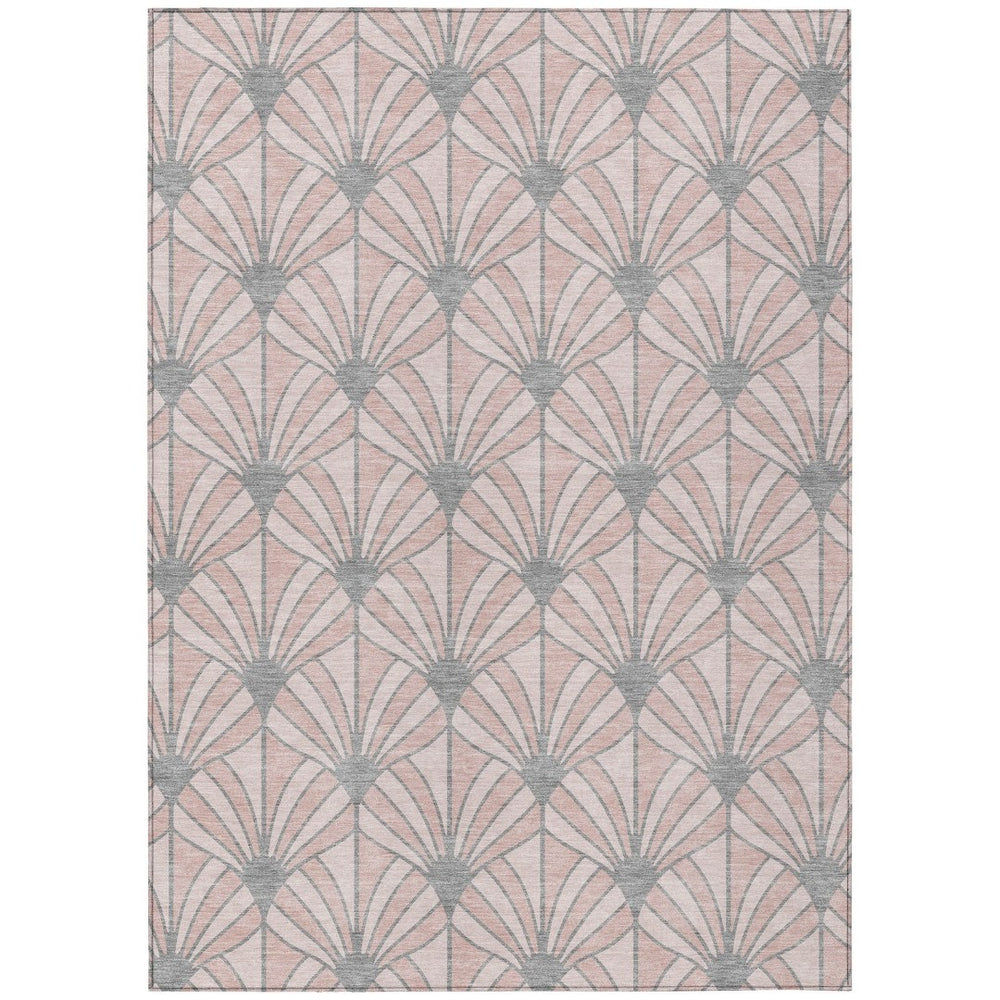HomeRoots 5' X 8' Coastal Seashell Washable Area Rug in Pink & Coral - Perfect for Indoor & Outdoor Spaces! 691561