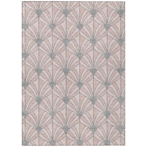 HomeRoots 5' X 8' Coastal Seashell Washable Area Rug in Pink & Coral - Perfect for Indoor & Outdoor Spaces! 691561