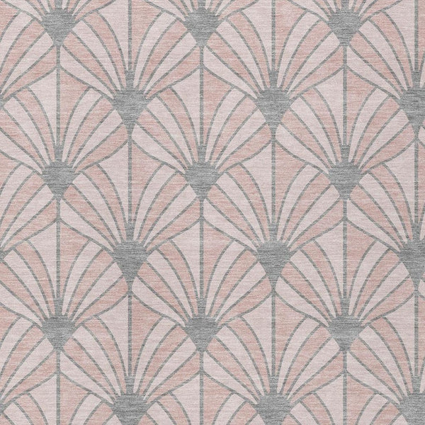 HomeRoots 8' X 10' Washable Pink Coral & Gray Seashell Area Rug - Durable Indoor/Outdoor Coastal Charm 691563