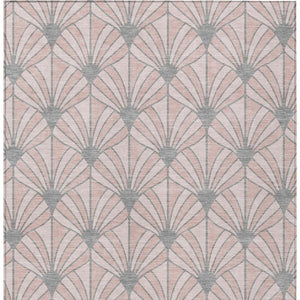 HomeRoots 8' X 10' Washable Pink Coral & Gray Seashell Area Rug - Durable Indoor/Outdoor Coastal Charm 691563